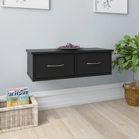 Wall-mounted Drawer Shelf Black 60x26x18.5 cm Chipboard