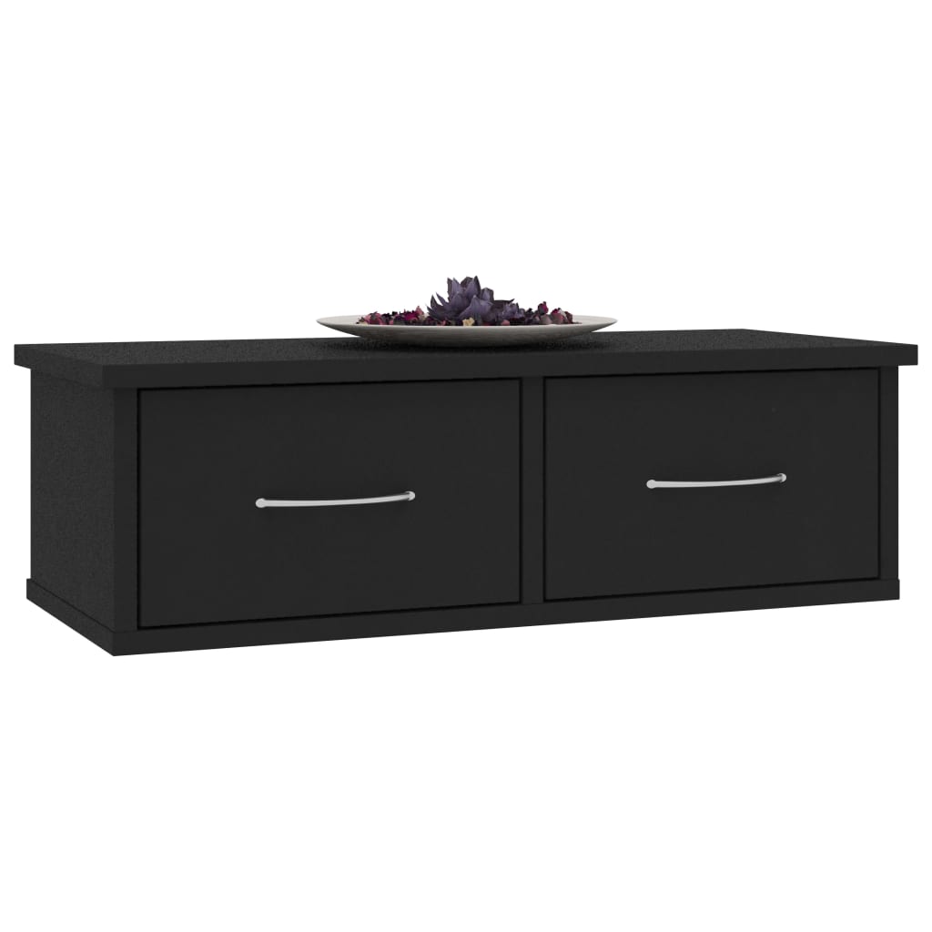 Wall-mounted Drawer Shelf Black 60x26x18.5 cm Chipboard