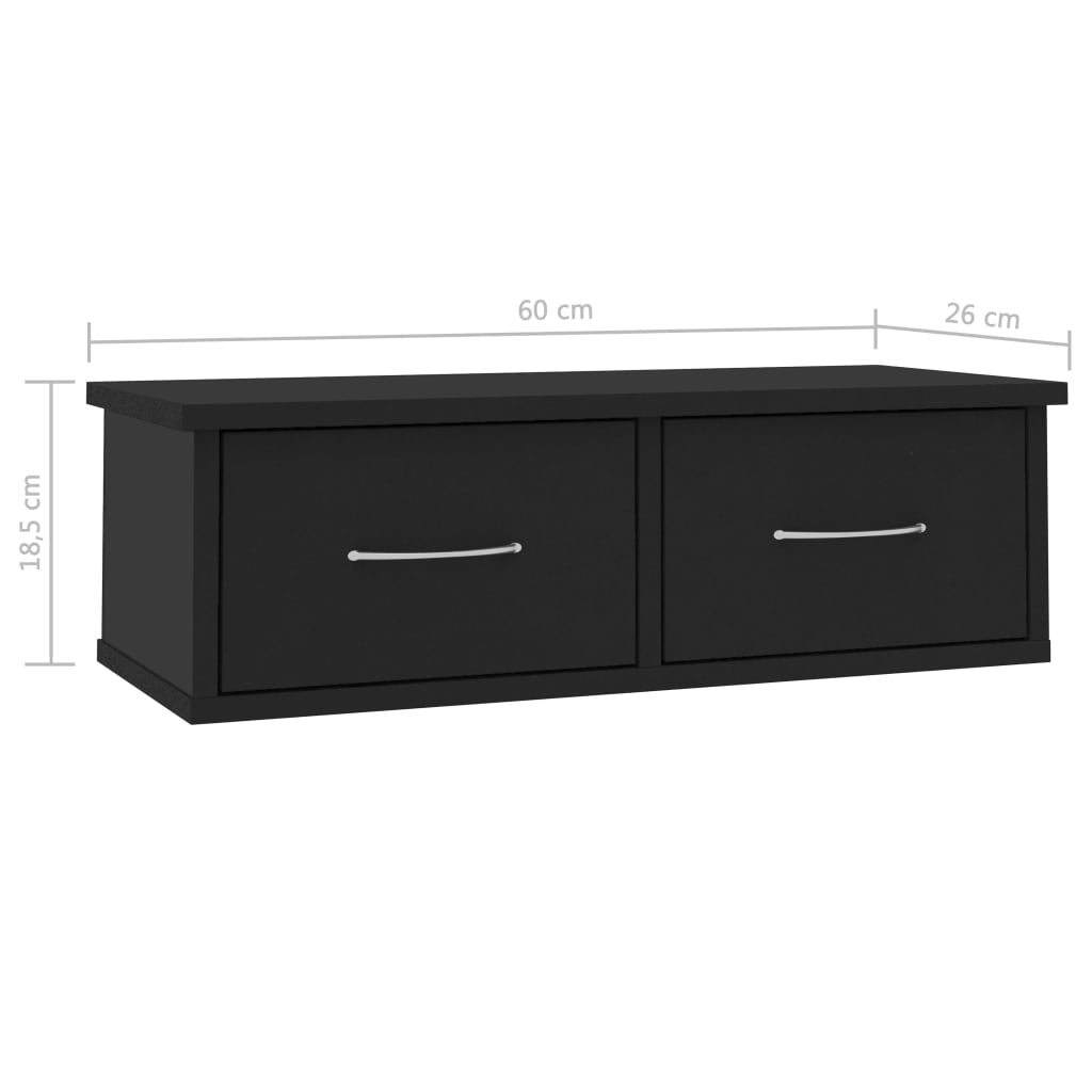 Wall-mounted Drawer Shelf Black 60x26x18.5 cm Chipboard