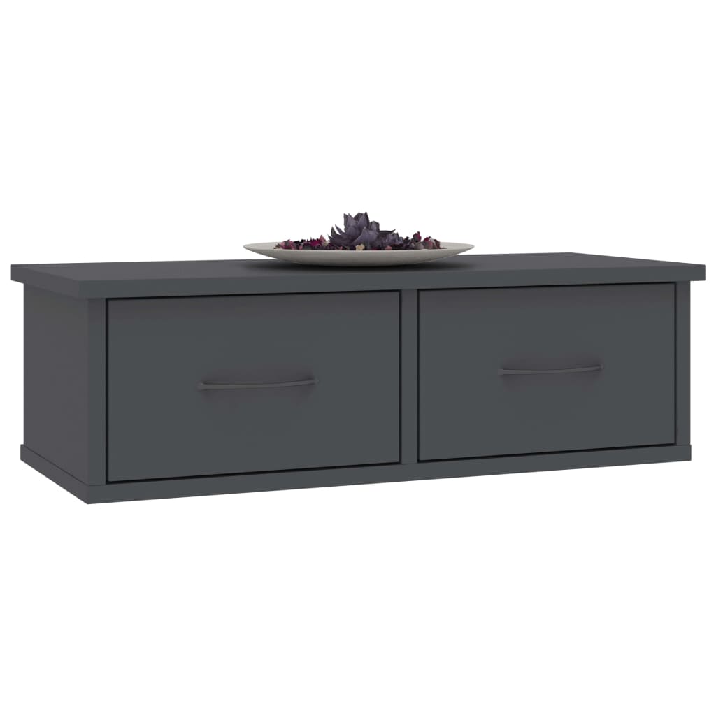 Wall-mounted Drawer Shelf Grey 60x26x18.5 cm Chipboard
