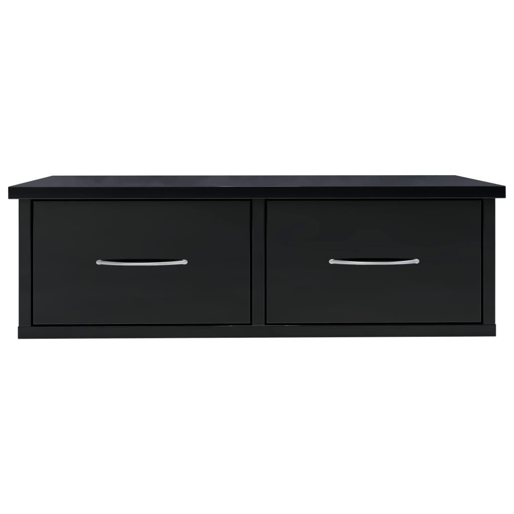 Wall-mounted Drawer Shelf High Gloss Black 60x26x18.5 cm Chipboard