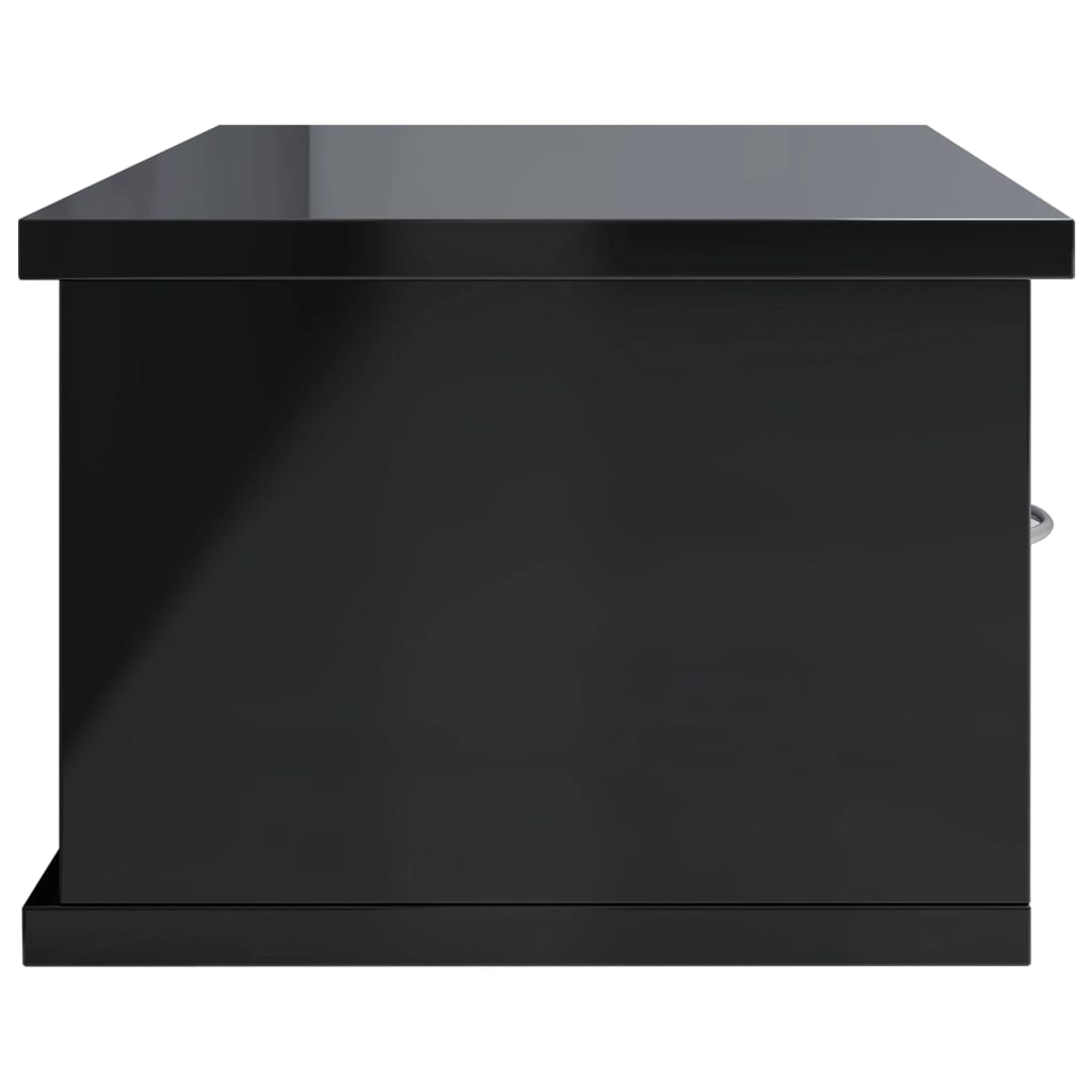 Wall-mounted Drawer Shelf High Gloss Black 60x26x18.5 cm Chipboard