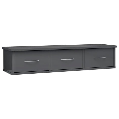 Wall-mounted Drawer Shelf High Gloss Grey  Chipboard