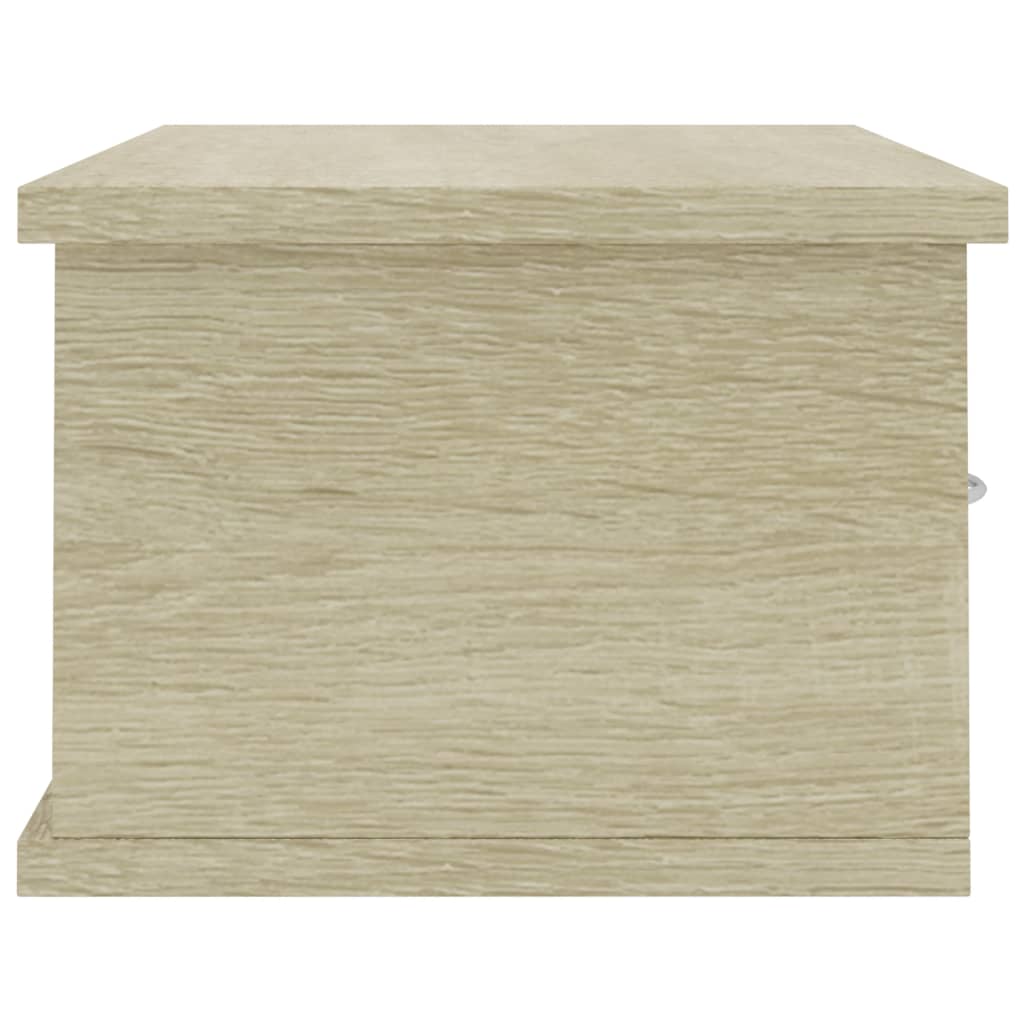 Wall-mounted Drawer Shelf White and Sonoma Oak 60x26x18.5 cm Chipboard