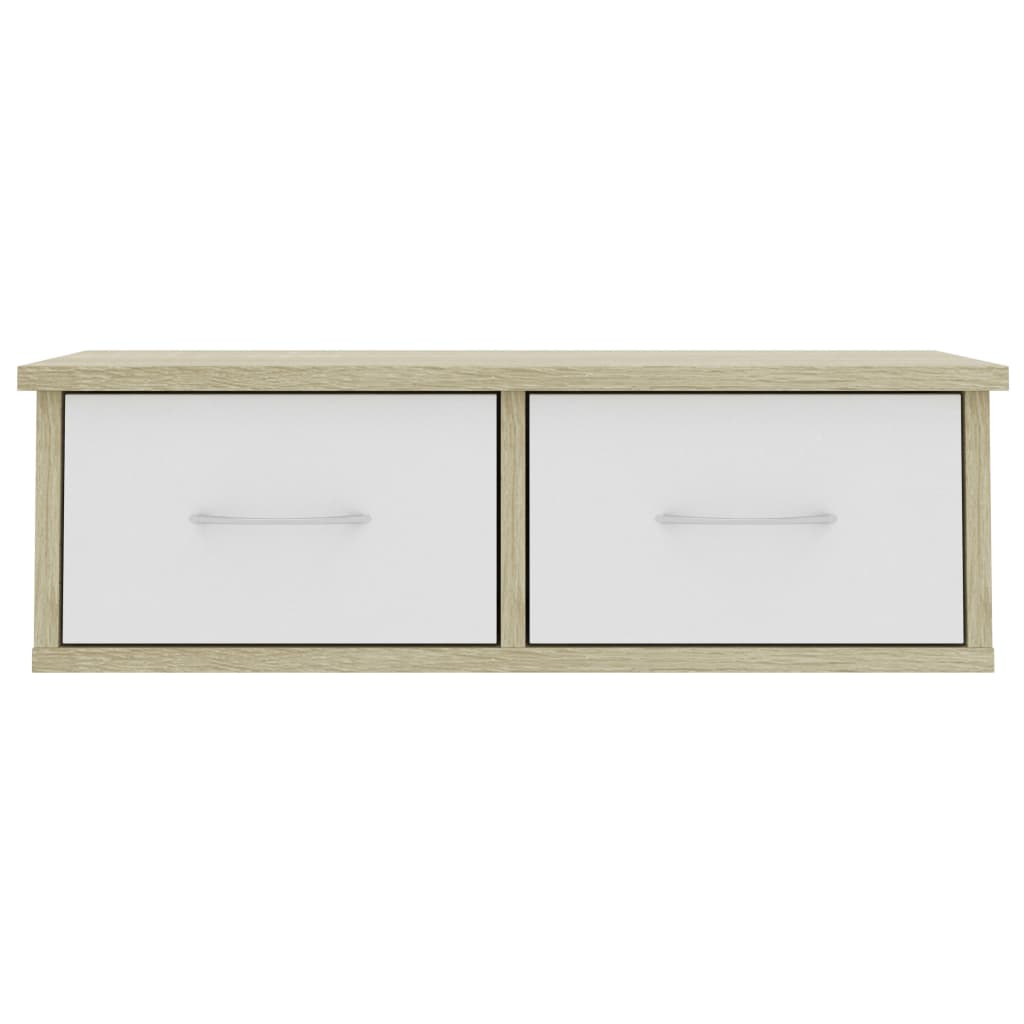 Wall-mounted Drawer Shelf White and Sonoma Oak 60x26x18.5 cm Chipboard