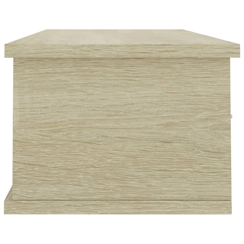 Wall-mounted Drawer Shelf White and Sonoma Oak 90x26x18.5 cm Chipboard