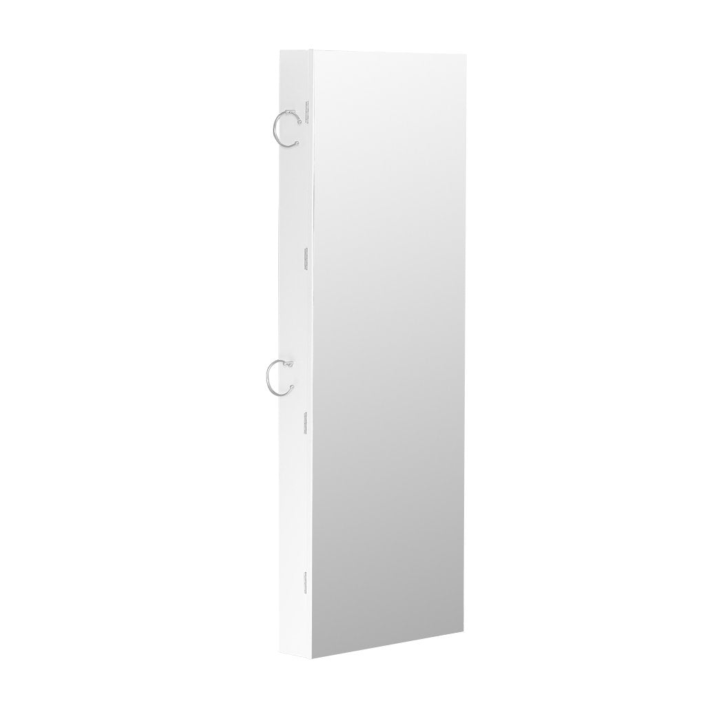 bedroom Wall Mounted Mirror Jewellery Cabinet with LED Light White