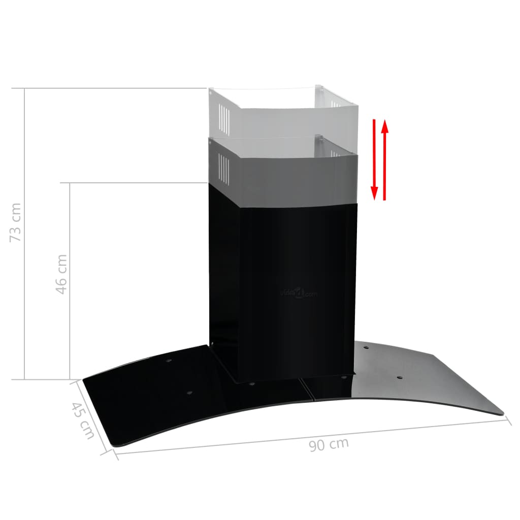 Wall Mounted Range Hood Stainless Steel 756 mÂ³/h 90 cm Black