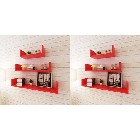 Wall Shelves 6 pcs Red