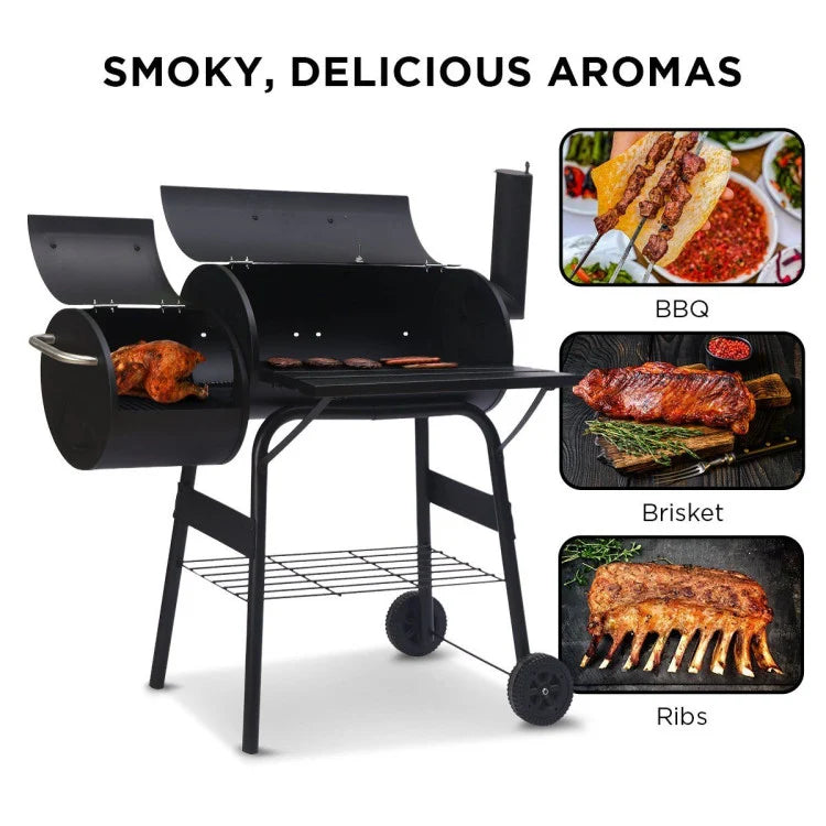 Wallaroo 2-in-1 outdoor barbecue grill & offset smoker