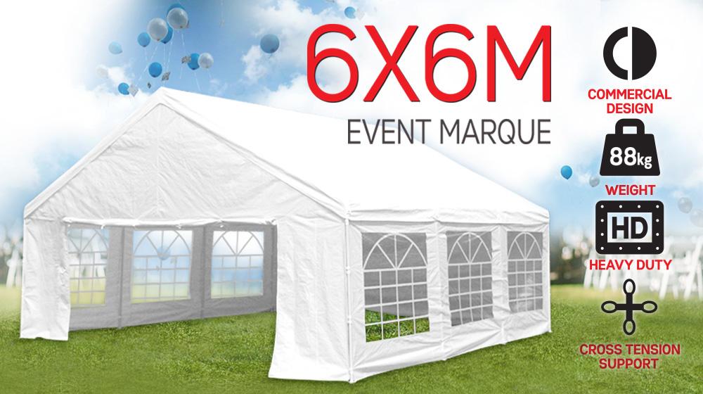 Wallaroo 6x6m Outdoor Event Marquee Gazebo Party Wedding Tent - White