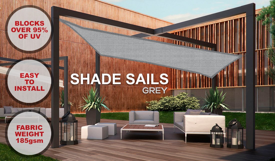 Wallaroo Rectangular Shade Sail 4m x 5m - Grey | outdoor living