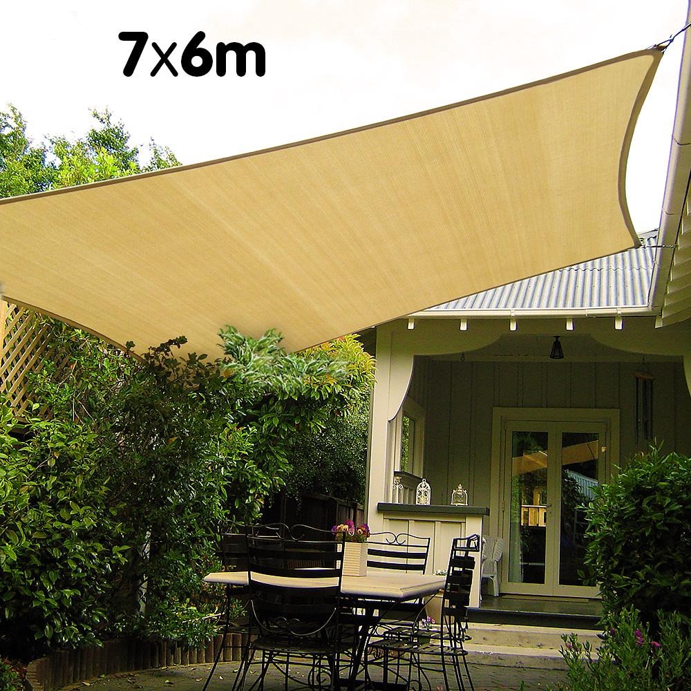Wallaroo Rectangular Shade Sail 7m x 6m - Sand