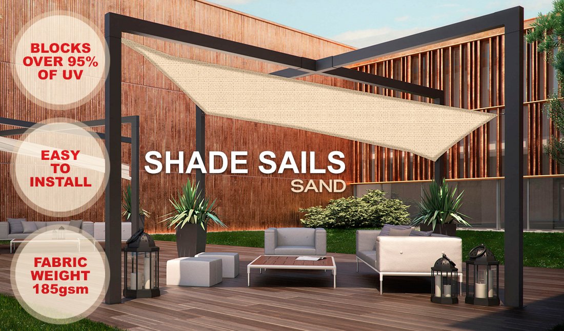 Wallaroo Triangle Shade Sail 5m x 5m x 5m - Sand