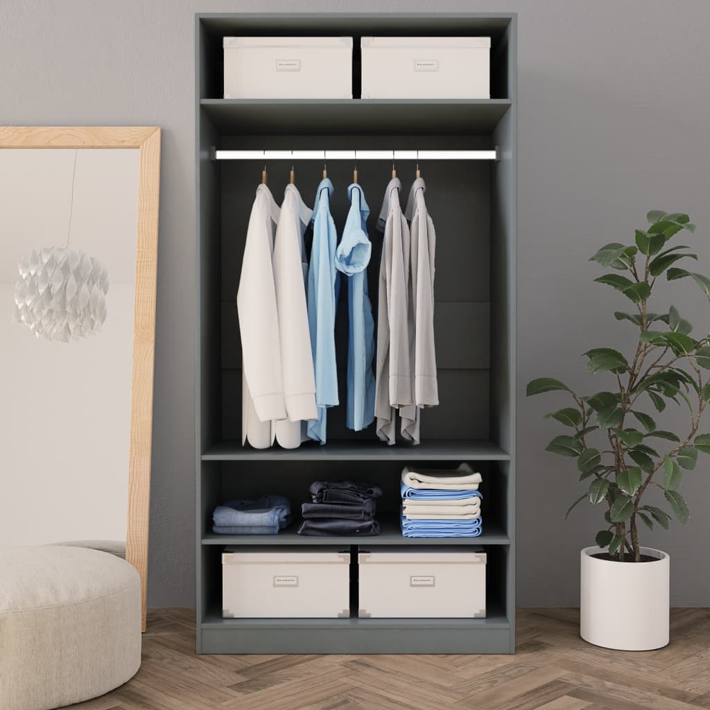 Wardrobe Grey 100x50x200 cm Chipboard
