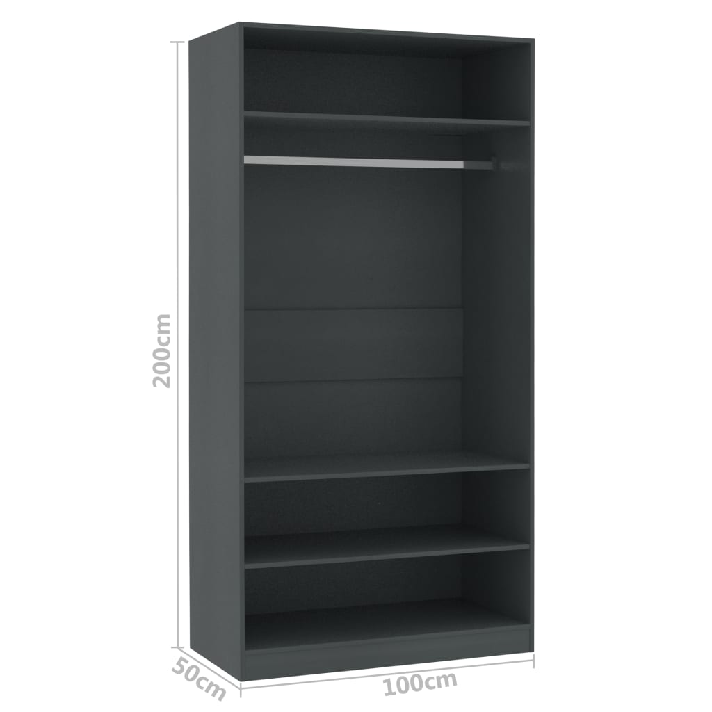 Wardrobe Grey 100x50x200 cm Chipboard