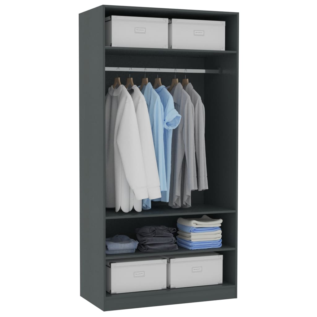 Wardrobe Grey 100x50x200 cm Chipboard