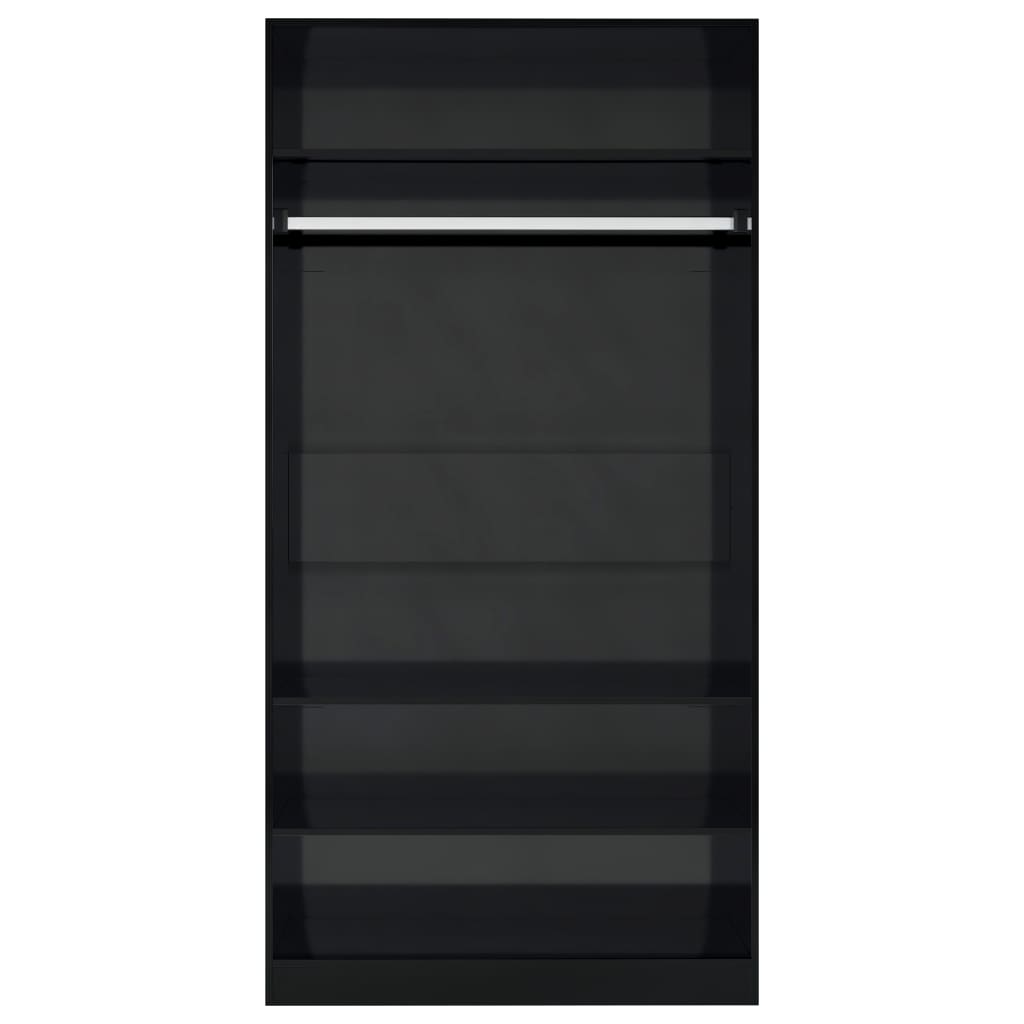 Wardrobe High Gloss Black 100x50x200 cm Chipboard