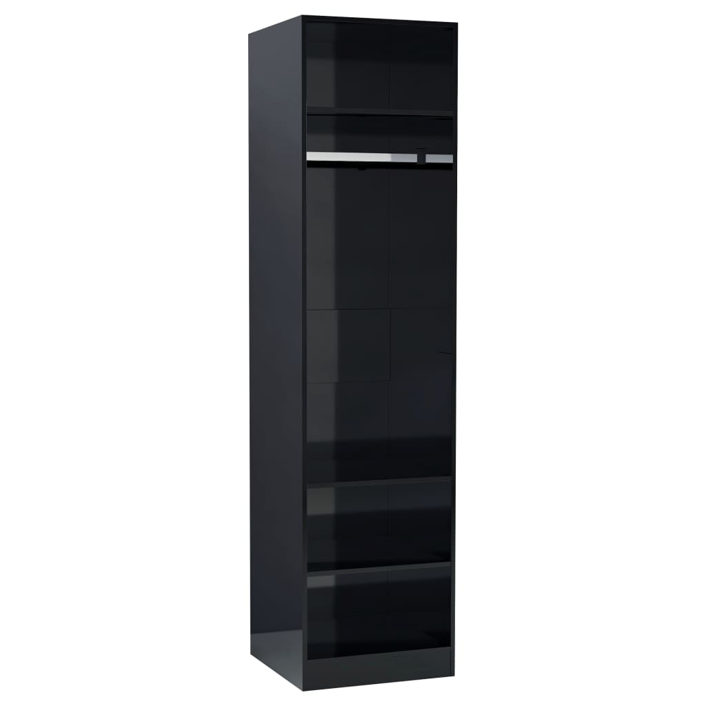 Wardrobe High Gloss Black 50x50x200 cm Chipboard