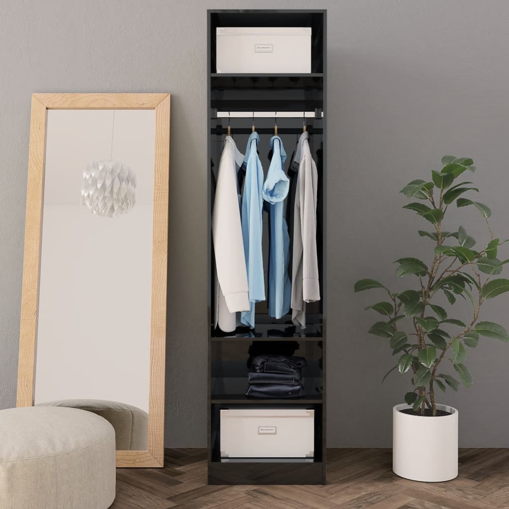 Wardrobe High Gloss Black 50x50x200 cm Chipboard