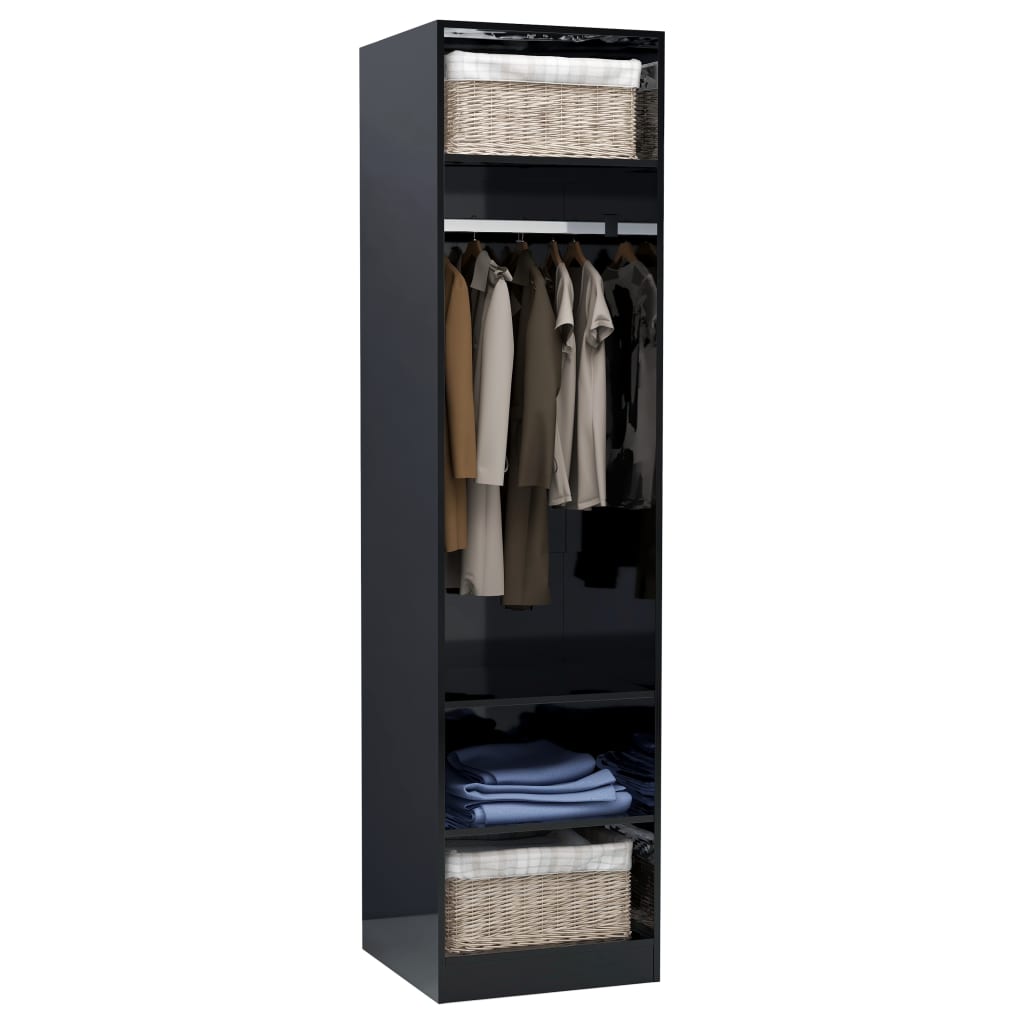 Wardrobe High Gloss Black 50x50x200 cm Chipboard