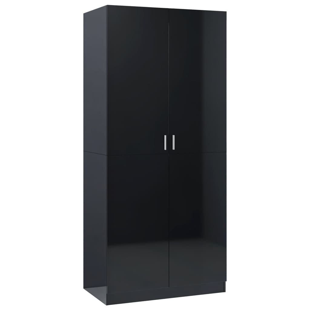 Wardrobe High Gloss Black 80x52x180 cm Chipboard