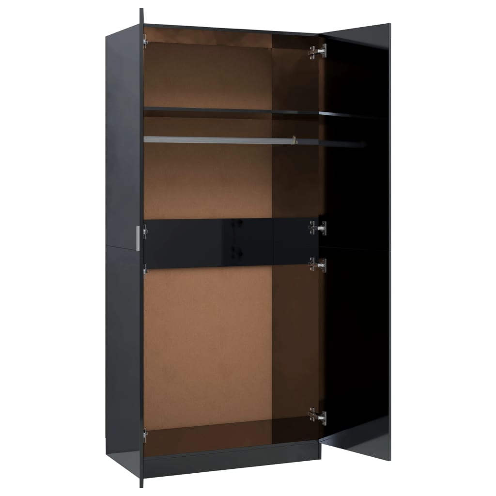 Wardrobe High Gloss Black 80x52x180 cm Chipboard