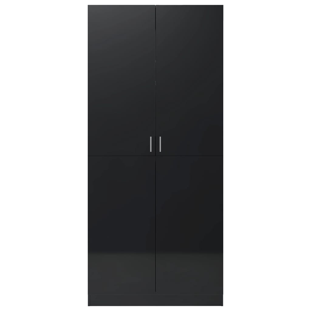 Wardrobe High Gloss Black 80x52x180 cm Chipboard