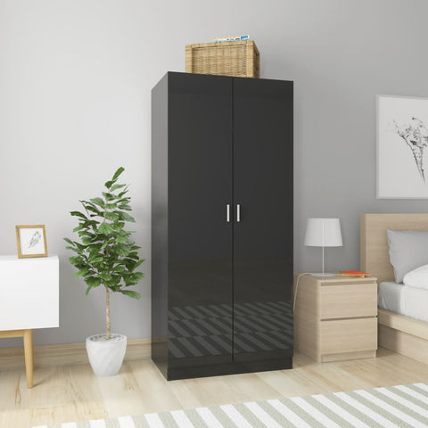 Wardrobe High Gloss Black 80x52x180 cm Chipboard