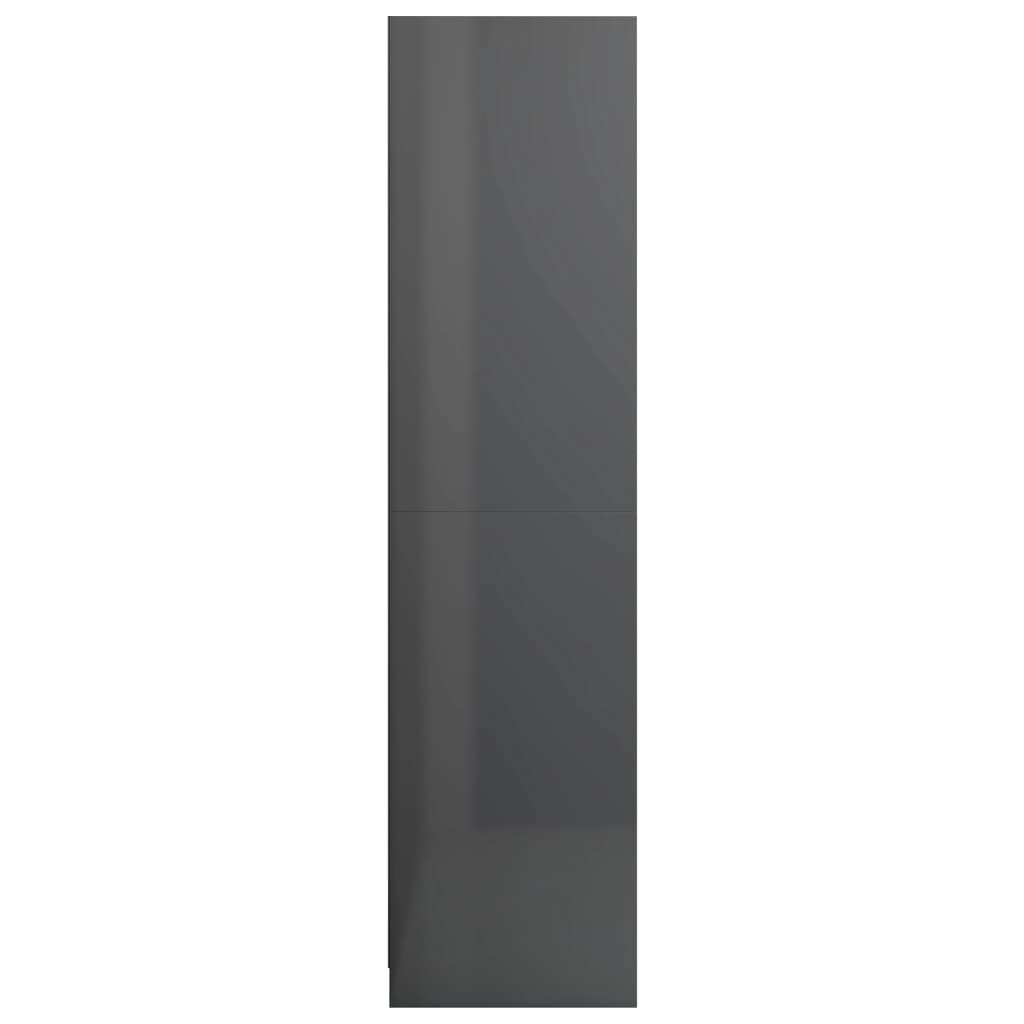 Wardrobe High Gloss Grey 100x50x200 cm Chipboard