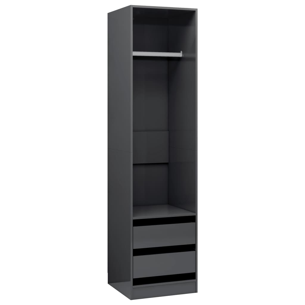 Wardrobe with Drawers High Gloss Grey 50x50x200 cm Chipboard