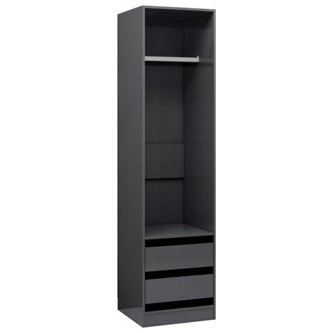 Wardrobe with Drawers High Gloss Grey  Chipboard