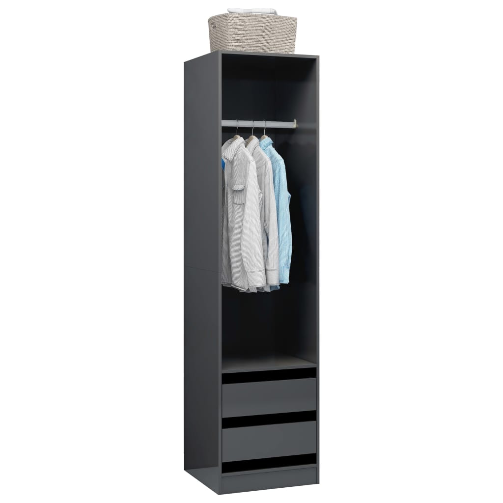 Wardrobe with Drawers High Gloss Grey 50x50x200 cm Chipboard