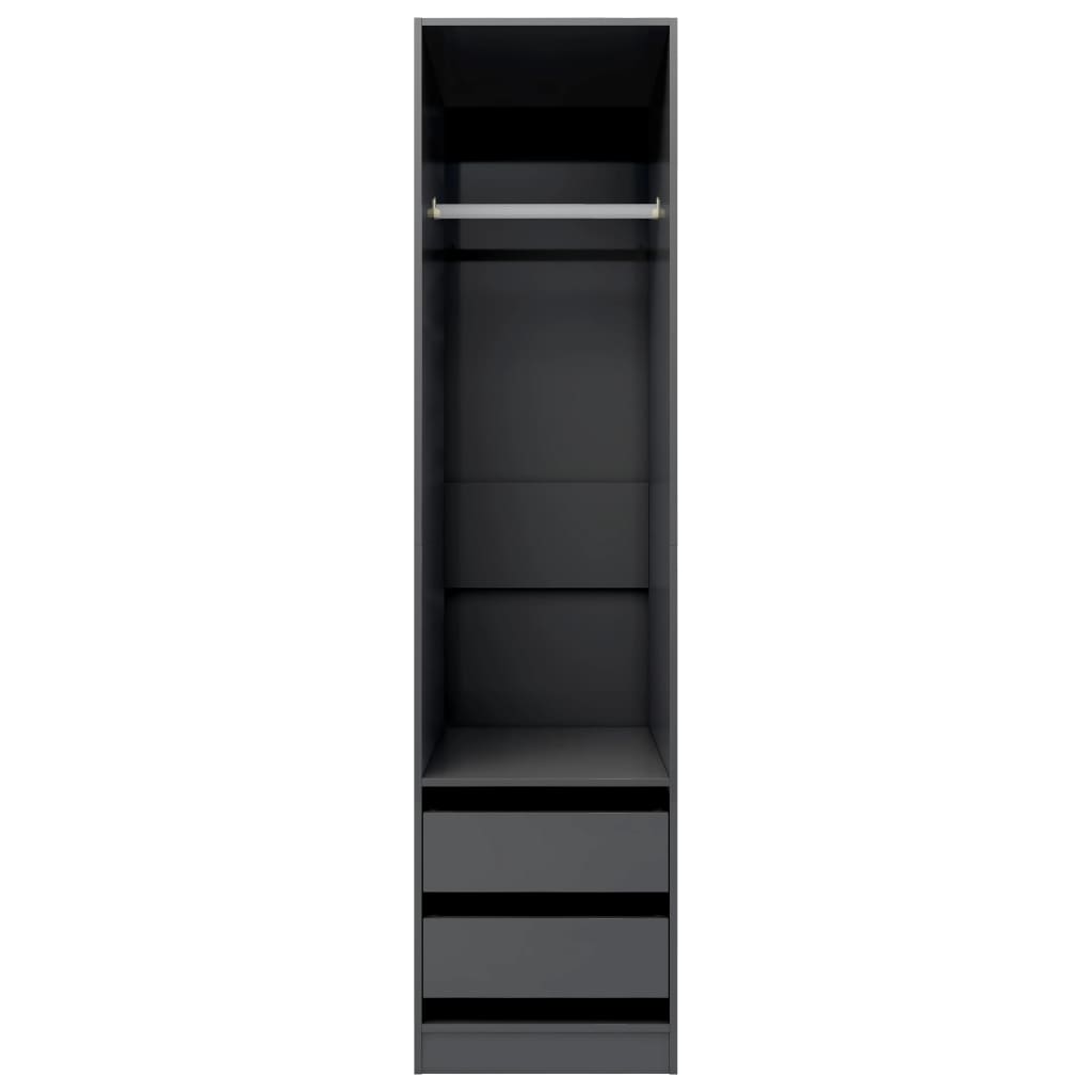 Wardrobe with Drawers High Gloss Grey 50x50x200 cm Chipboard