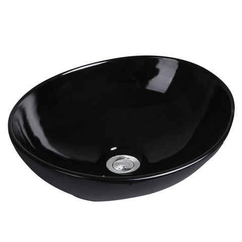 Wash Basin Oval Gloss Black