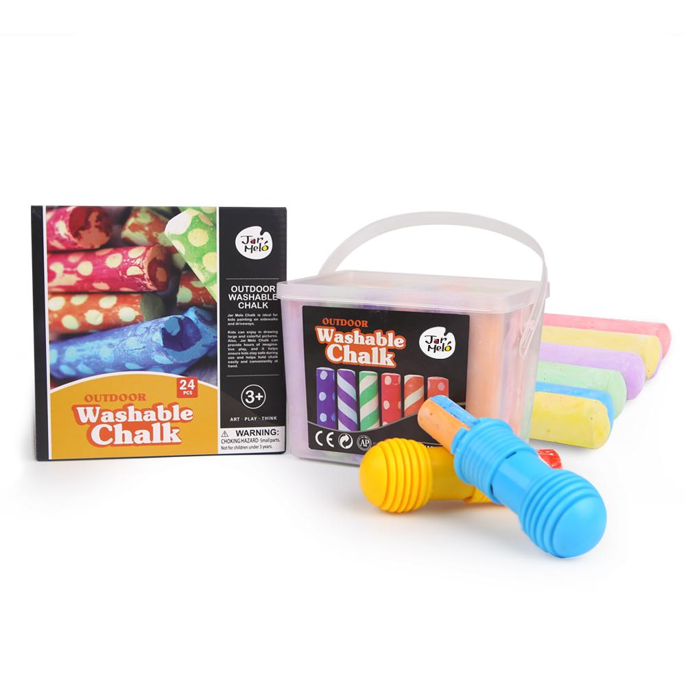 toys for infant Washable Sidewalk Chalk - 24 Colors Kit With 2 Holders
