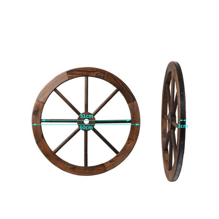 Weatherproof Outdoor Ornaments Large Wooden Wagon Wheel | Outdoor Living