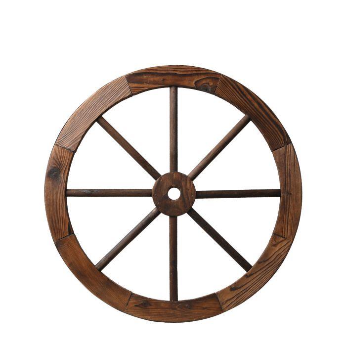 Wooden finish - Weatherproof Outdoor Ornaments Large Wooden Wagon Wheel