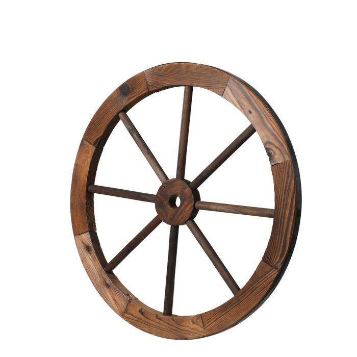 Outdoor Living - Weatherproof Outdoor Ornaments Large Wooden Wagon Wheel
