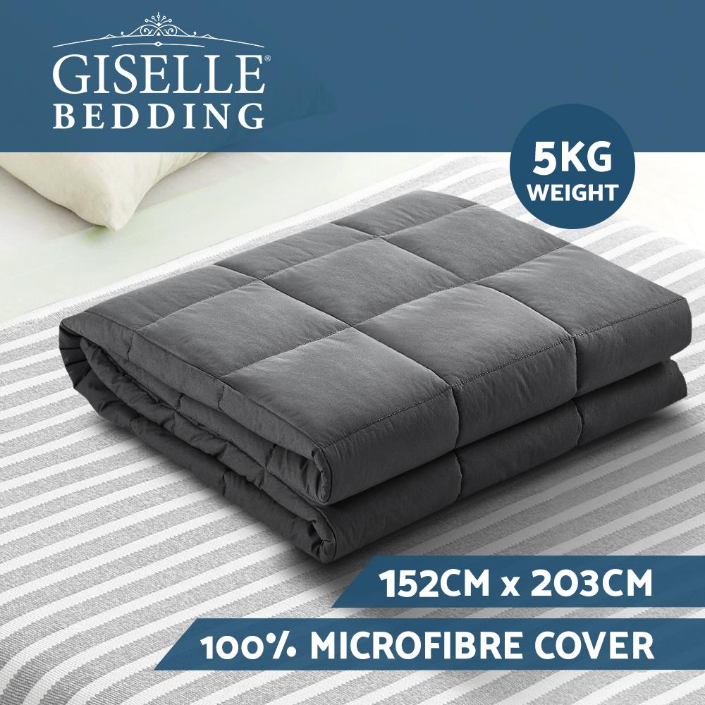 Bedding Weighted Blanket 5KG Heavy Gravity Blankets Microfibre Cover Calming Relax Anxiety Relief Grey