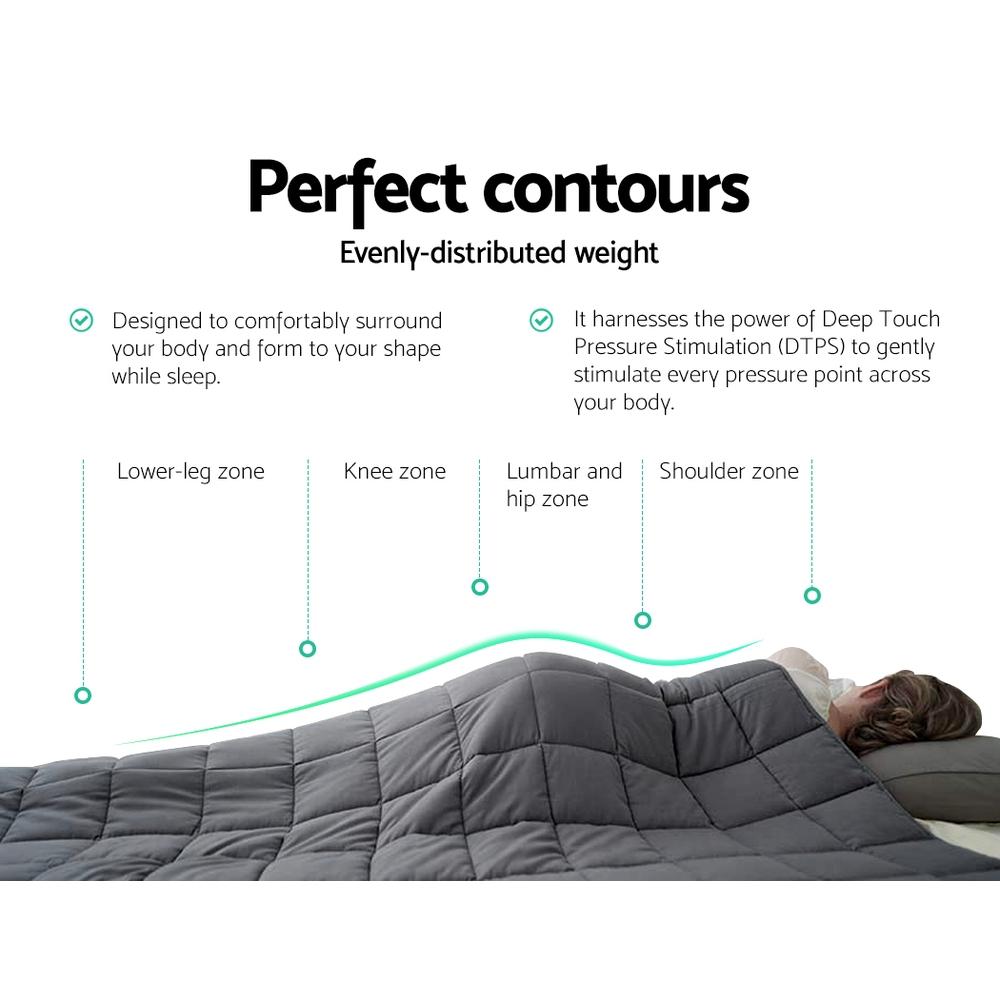 Bedding Weighted Blanket 7KG Heavy Gravity Blankets Microfibre Cover Glass Beads Calming Sleep Anxiety Relief Grey