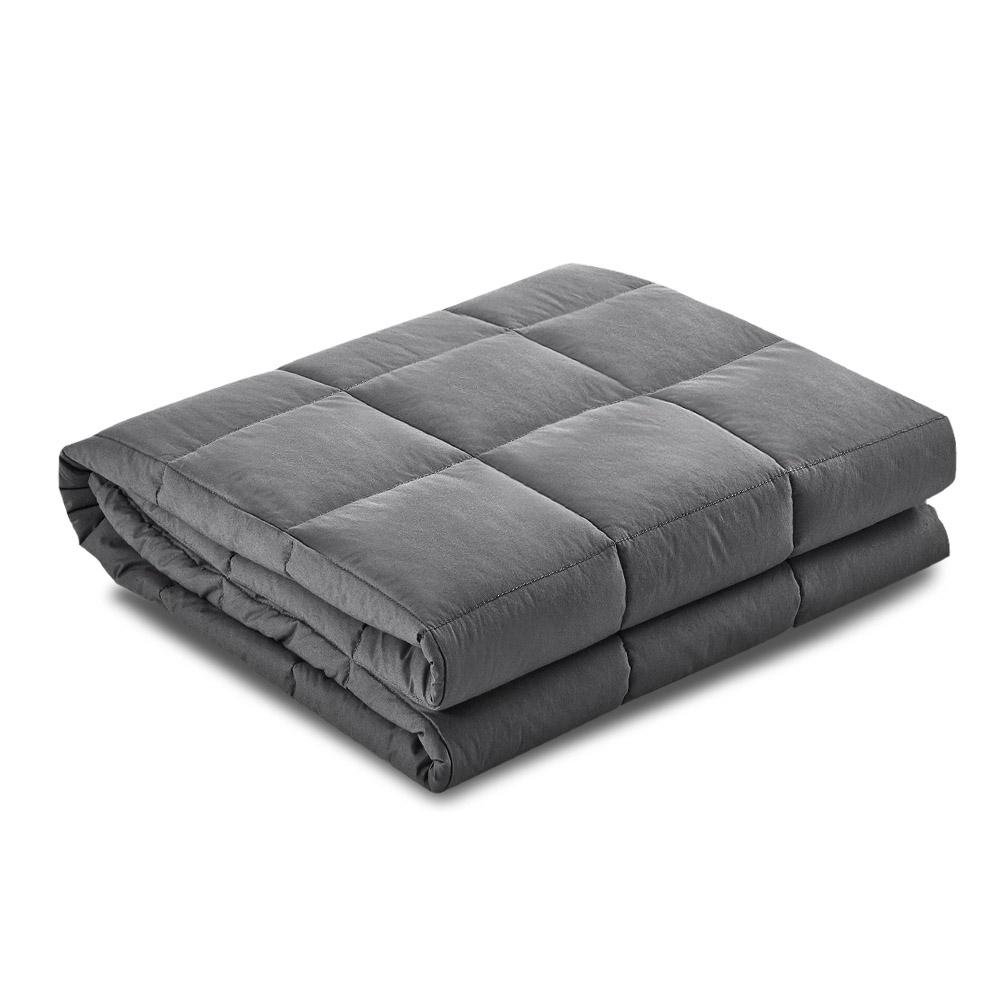 Bedding Weighted Blanket 7KG Heavy Gravity Blankets Microfibre Cover Glass Beads Calming Sleep Anxiety Relief Grey