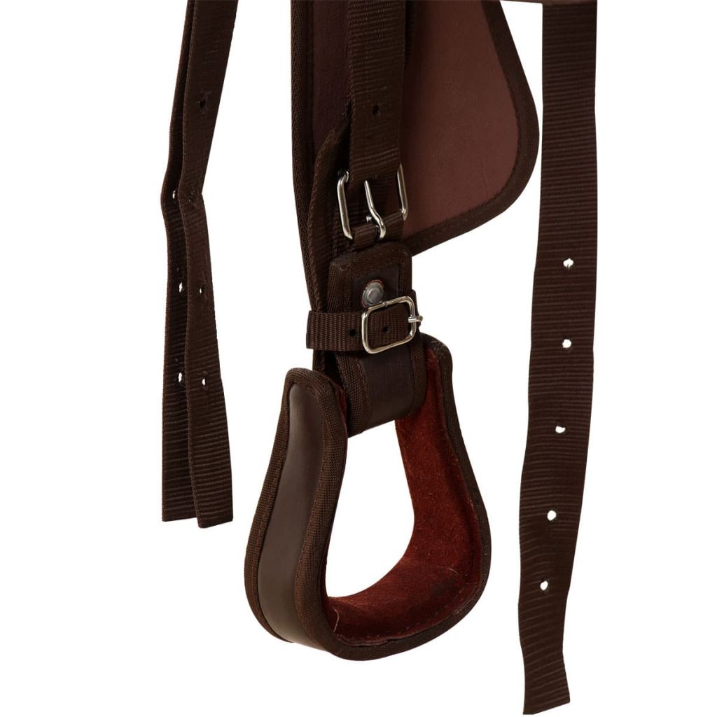 Western Saddle, Headstall&Breast Collar Real Leather 12" Brown