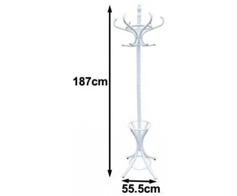 CARLA HOME White Coat Rack with Stand Wooden Hat and 12 Hooks Hanger