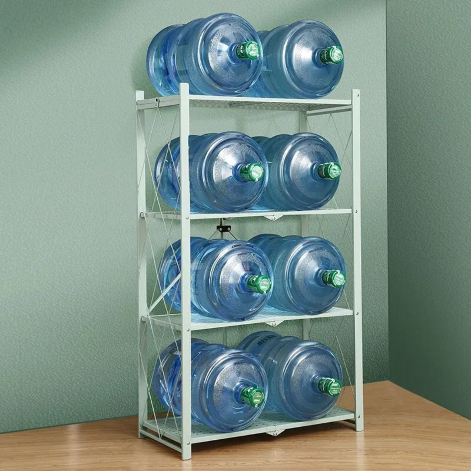 White Foldable 4-Tier Storage Shelf - Compact Space-Saving Solution