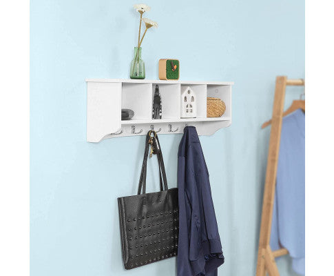 White Wall Shelf Coat Rack