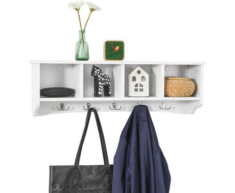 White Wall Shelf Coat Rack