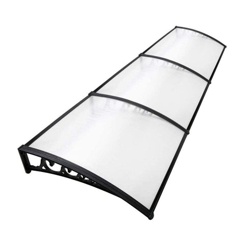 Window Door Awning Canopy Outdoor UV Patio Rain Cover Clear - White