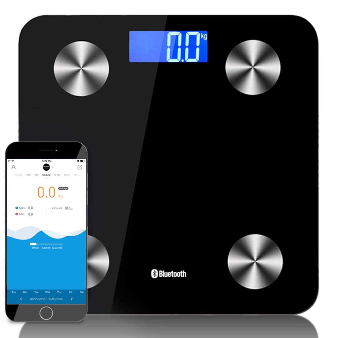 Bathroom Scales Wireless Bluetooth Digital Body Fat Scale Bathroom Health Analyser Weight Black