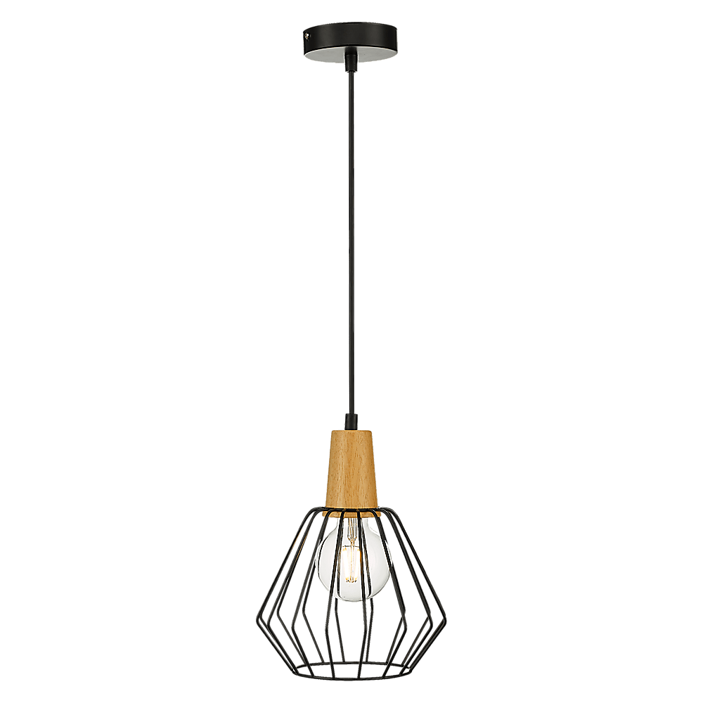 Wood Pendant Light Bar Black Lamp Kitchen Modern Ceiling Lighting